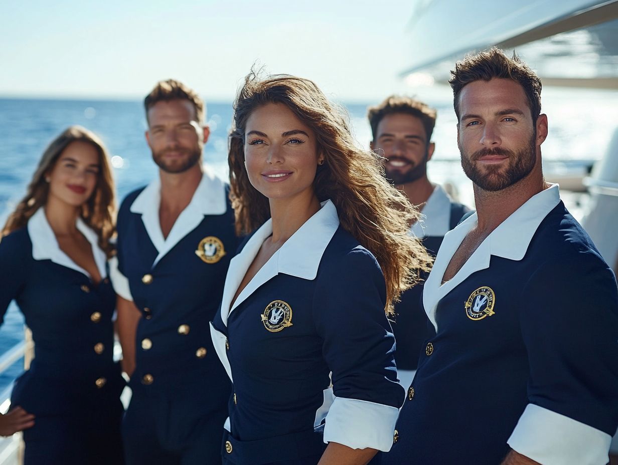 Image of yacht crew uniforms that exemplify brand and style.